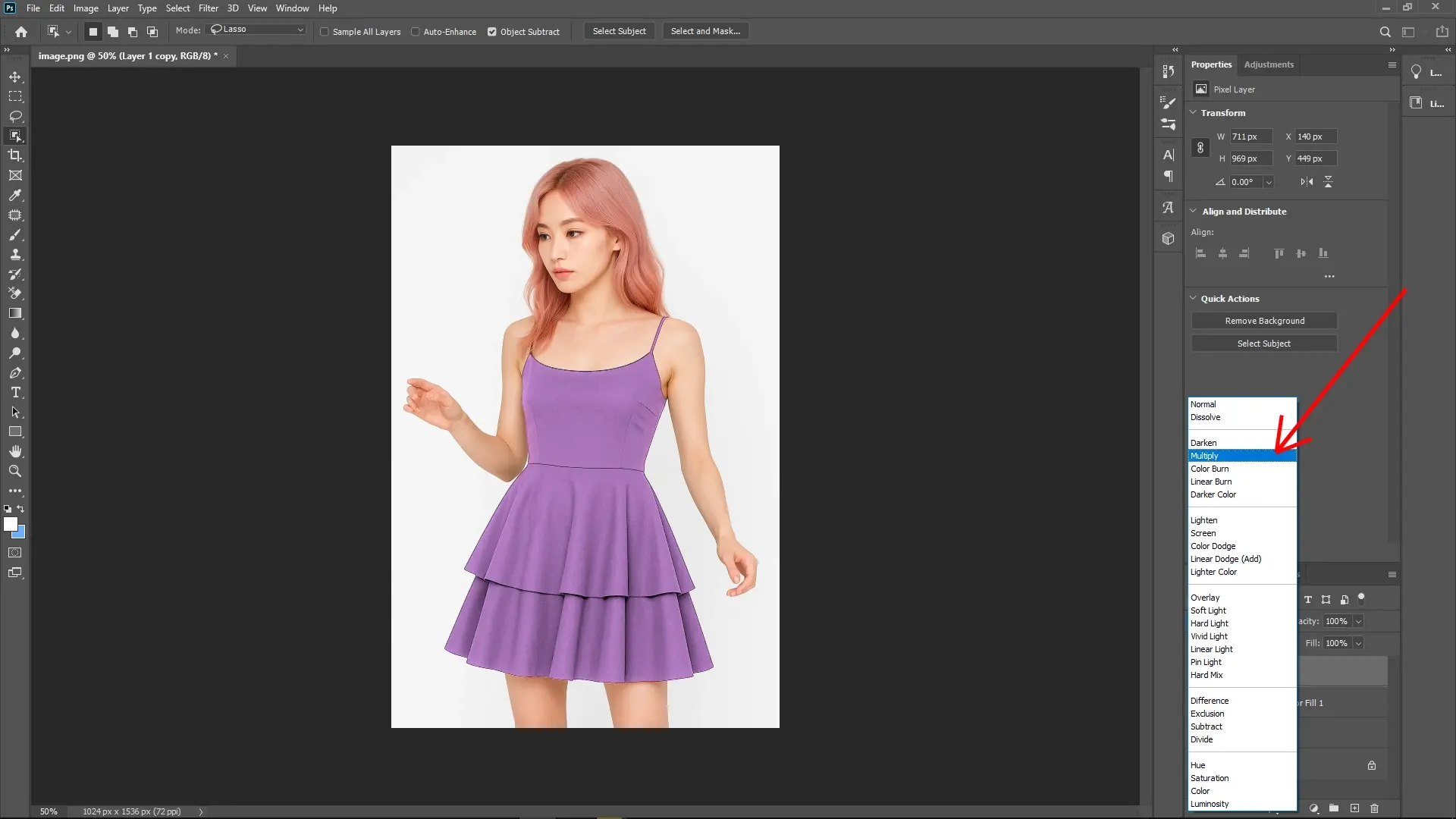 How to Change the Color of Clothes in Photoshop: Step 6-1