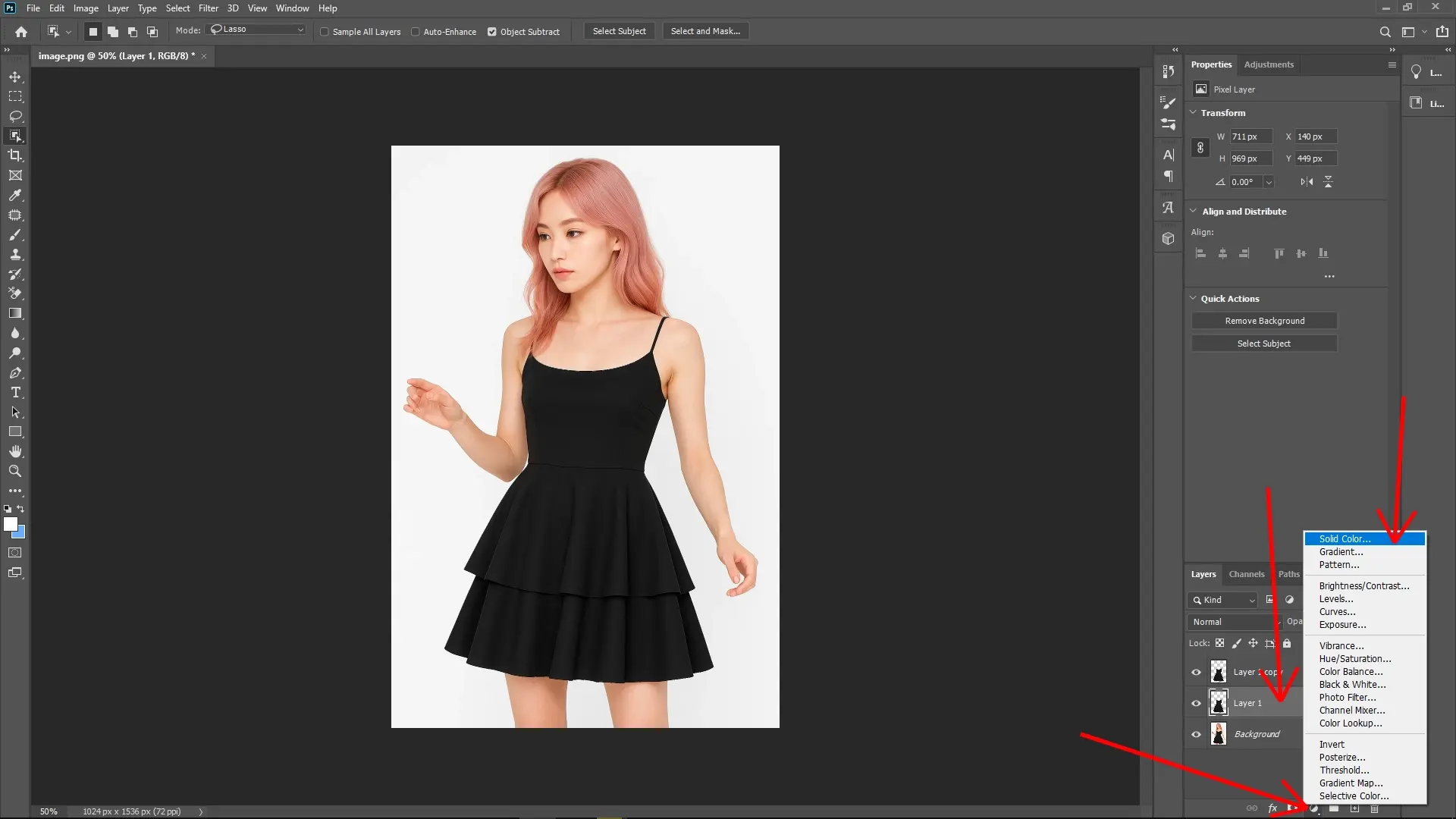 How to Change the Color of Clothes in Photoshop: Step 3-1