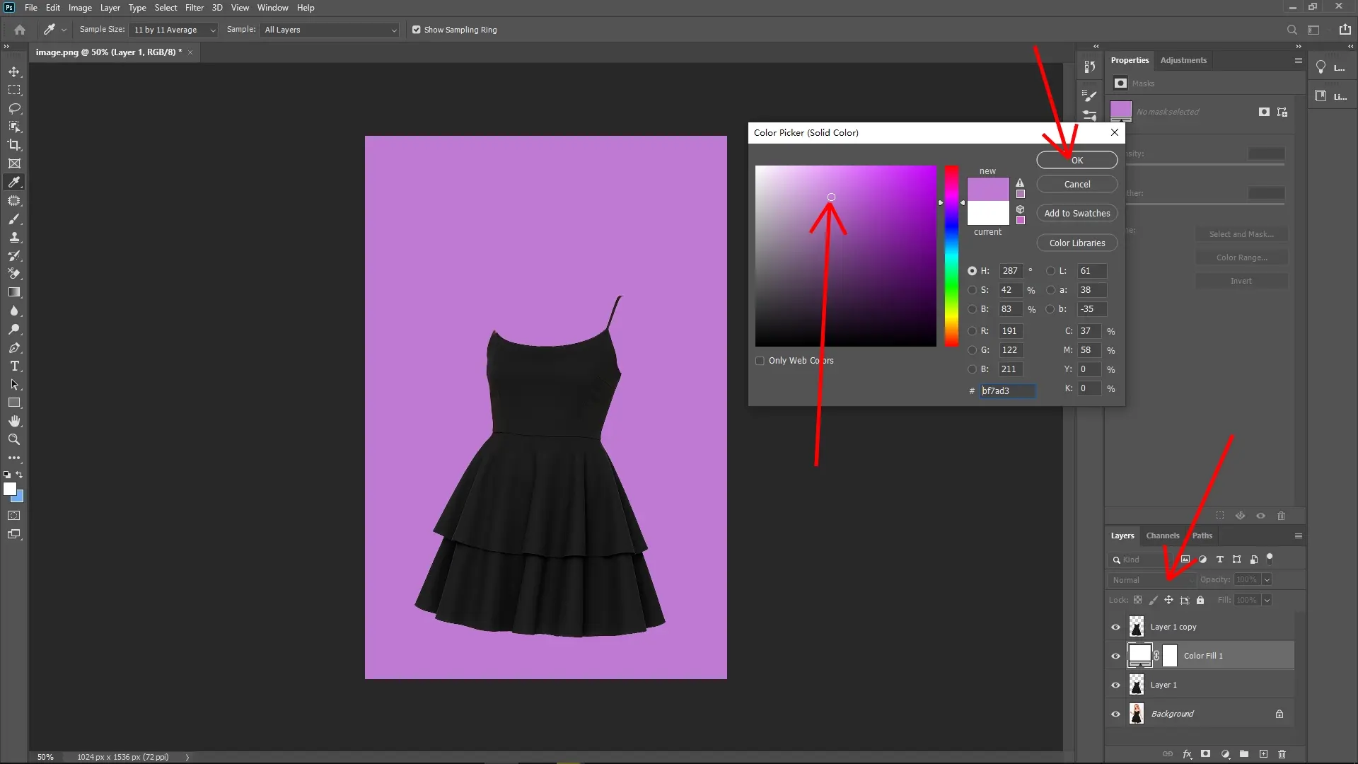 How to Change the Color of Clothes in Photoshop: Step 3-2