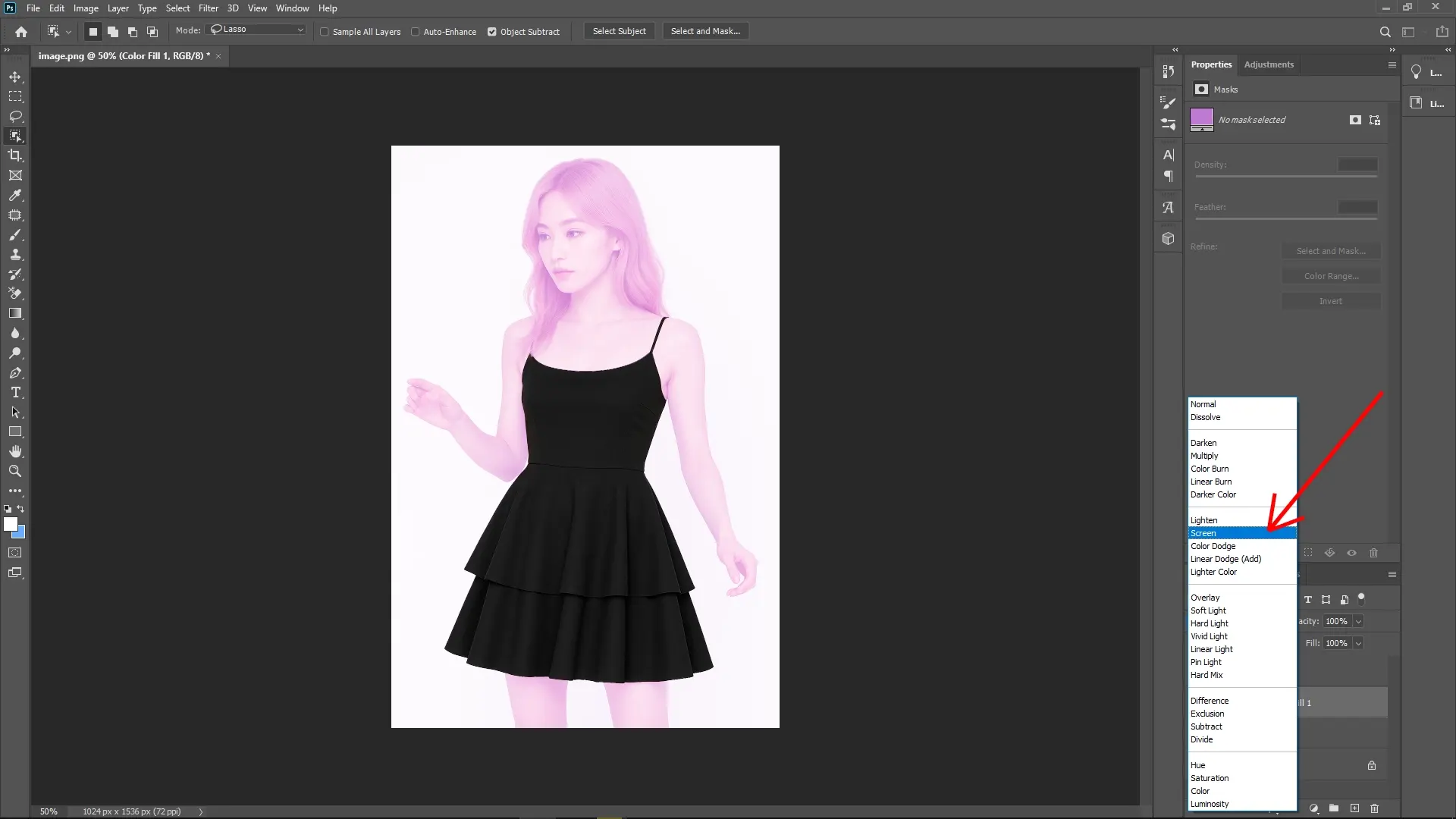 How to Change the Color of Clothes in Photoshop: Step 4-1