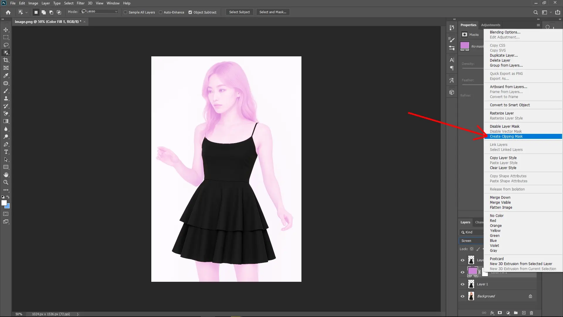 How to Change the Color of Clothes in Photoshop: Step 4-2