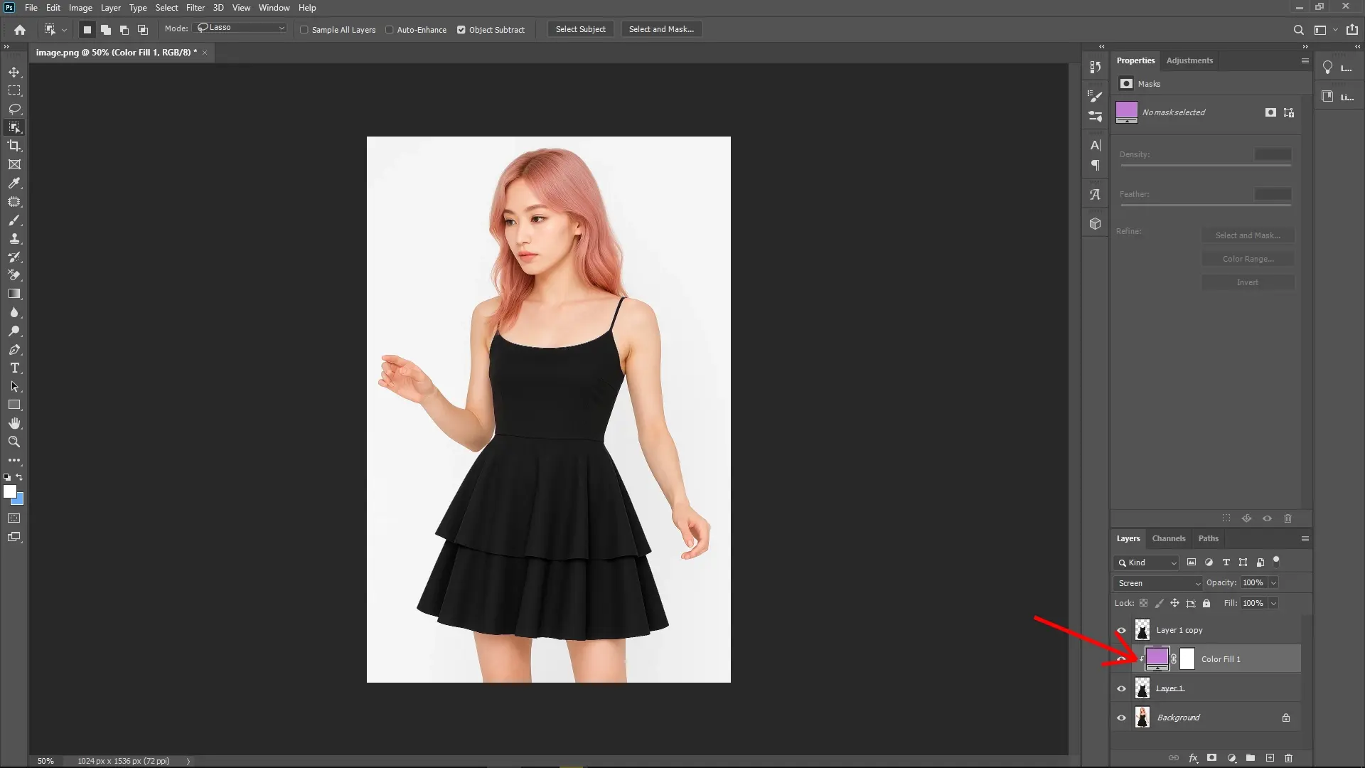 How to Change the Color of Clothes in Photoshop: Step 5-1