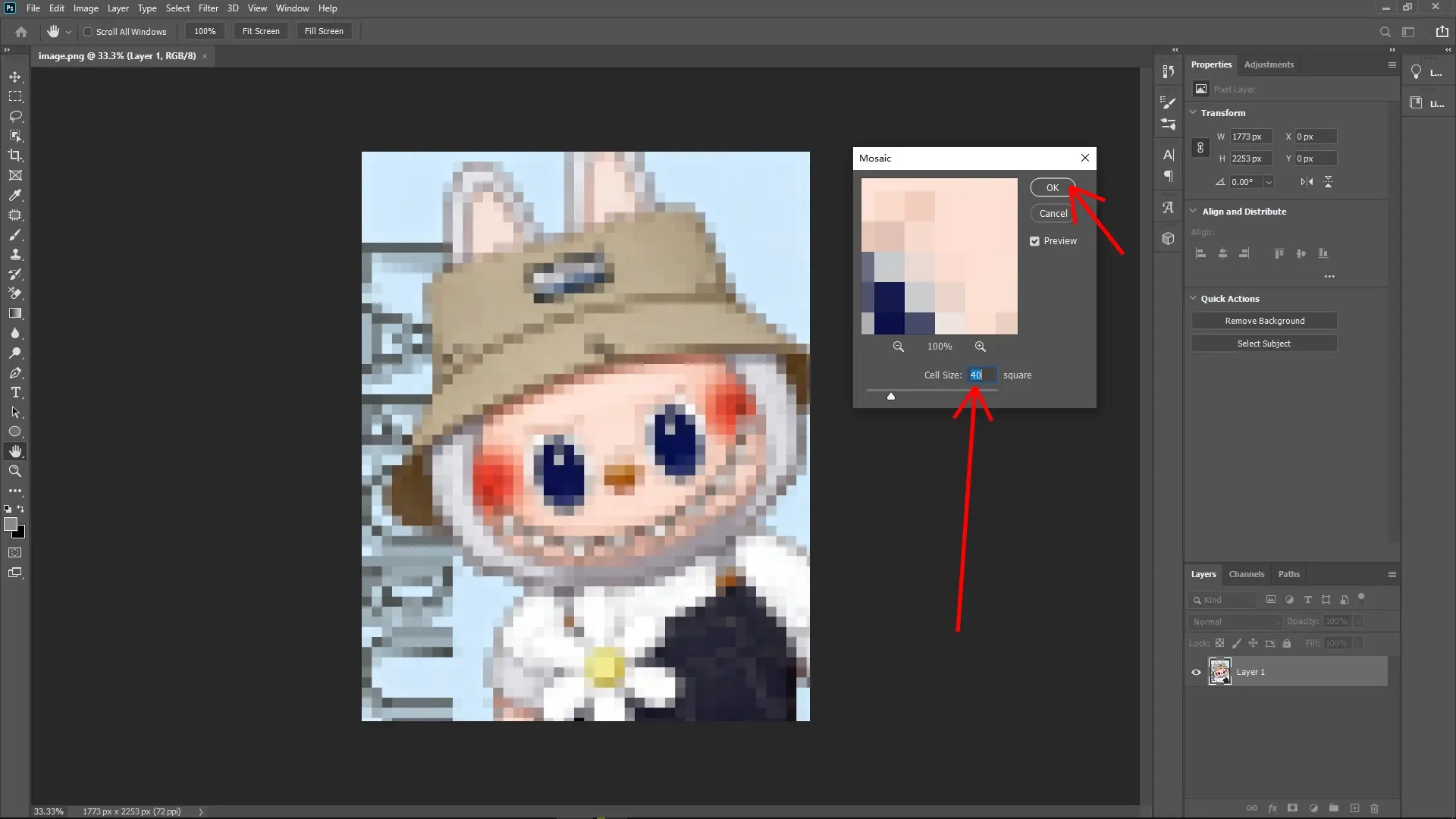 How to Create a Lego Pixel Effect in Photoshop: Step 1-2