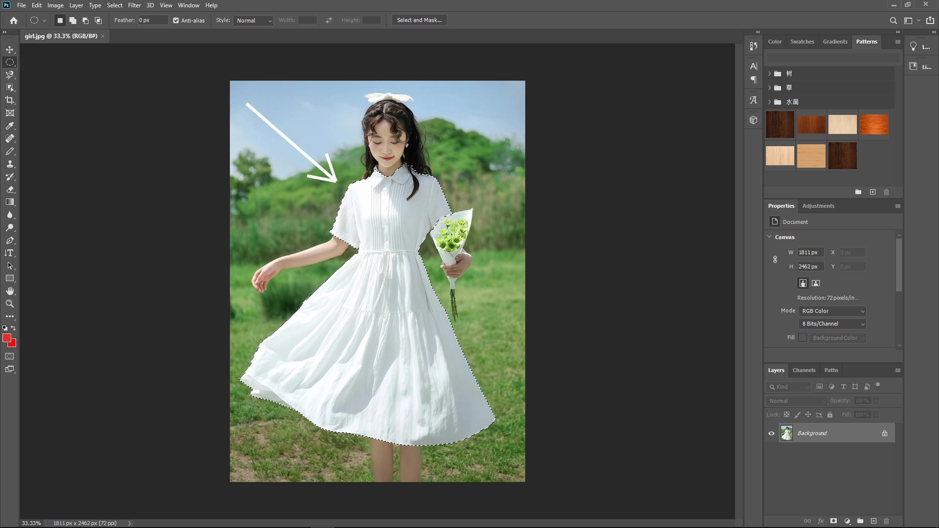 How to Apply a Texture/Image onto a Model's Clothing in Photoshop: Step 1-2-1
