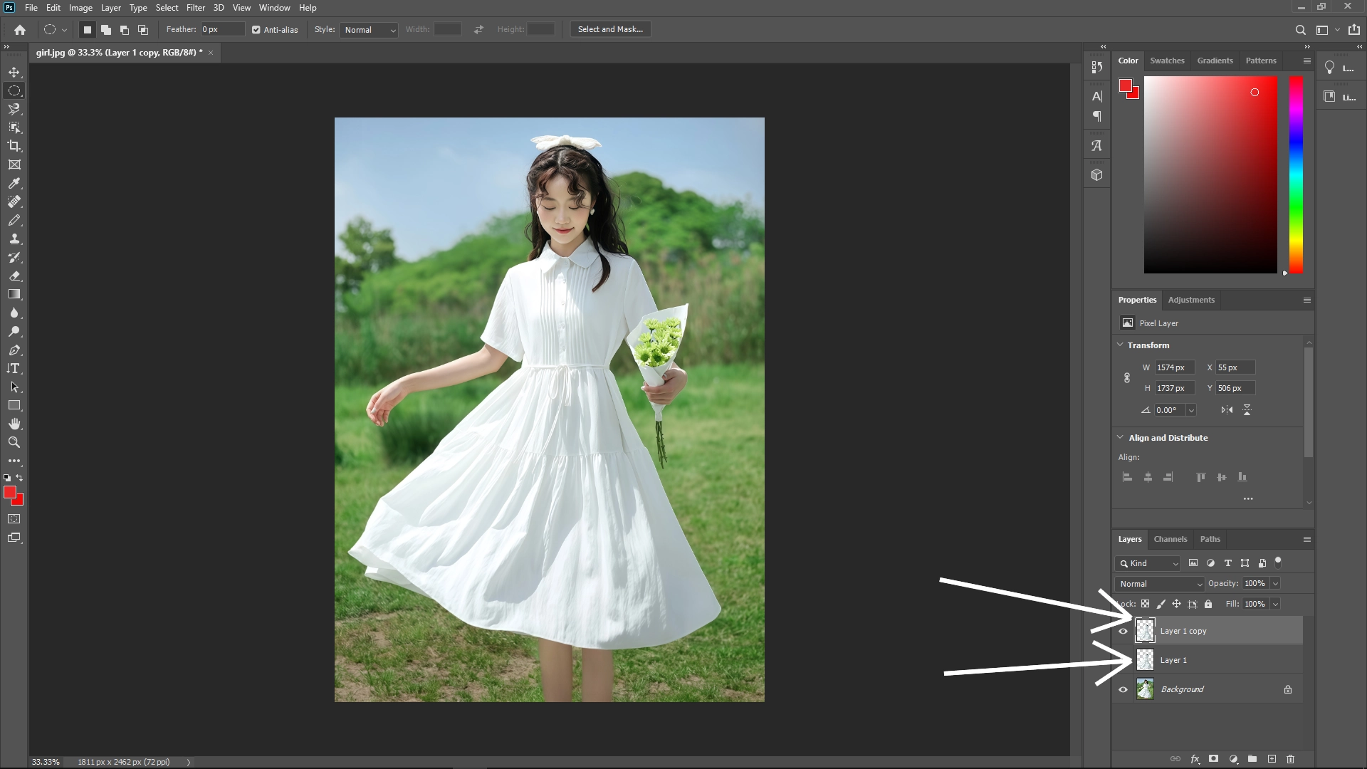 How to Apply a Texture/Image onto a Model's Clothing in Photoshop: Step 2
