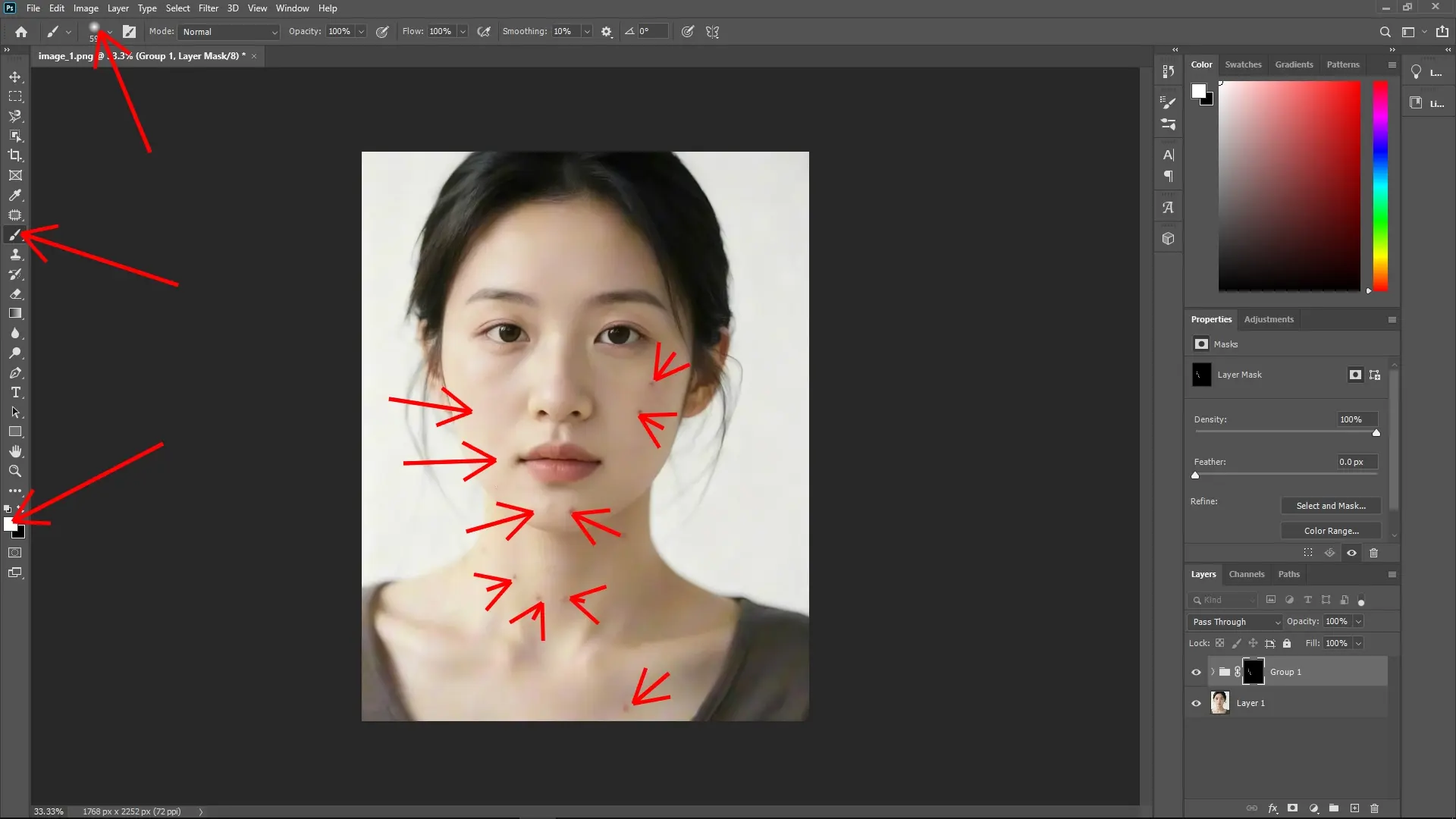 Remove Acne in Photoshop: Step 8-1
