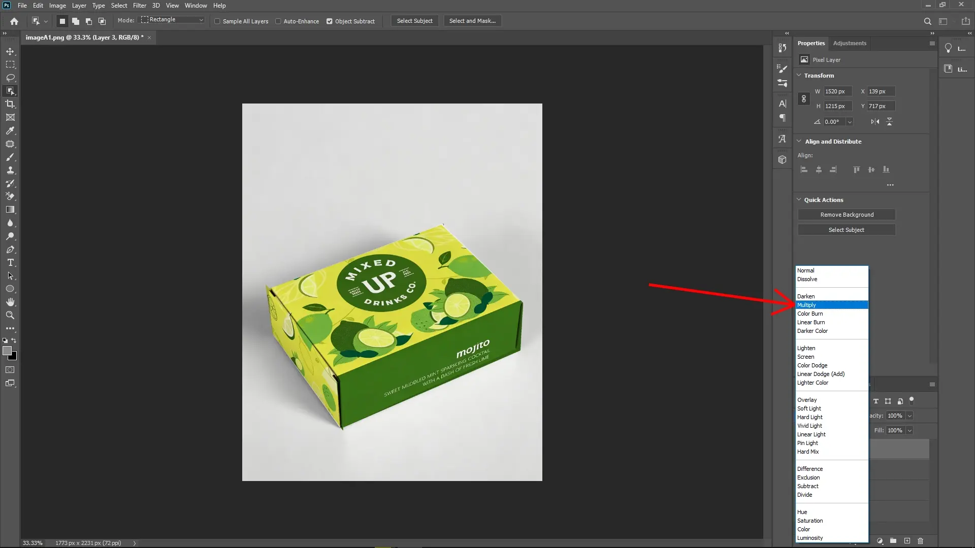 How to Apply a Texture onto a Box in Photoshop: Step 7-2
