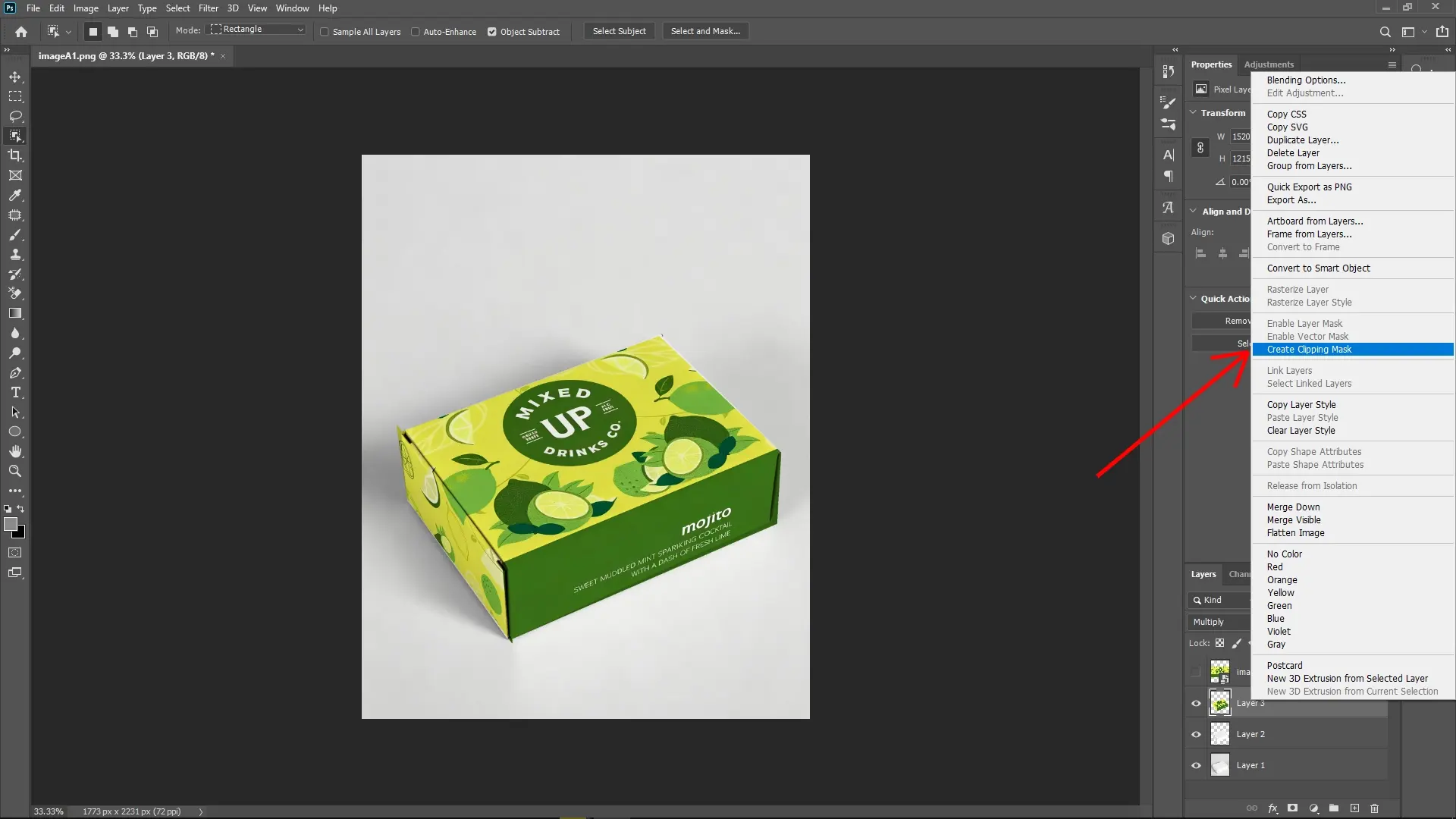 How to Apply a Texture onto a Box in Photoshop: Step 8-2