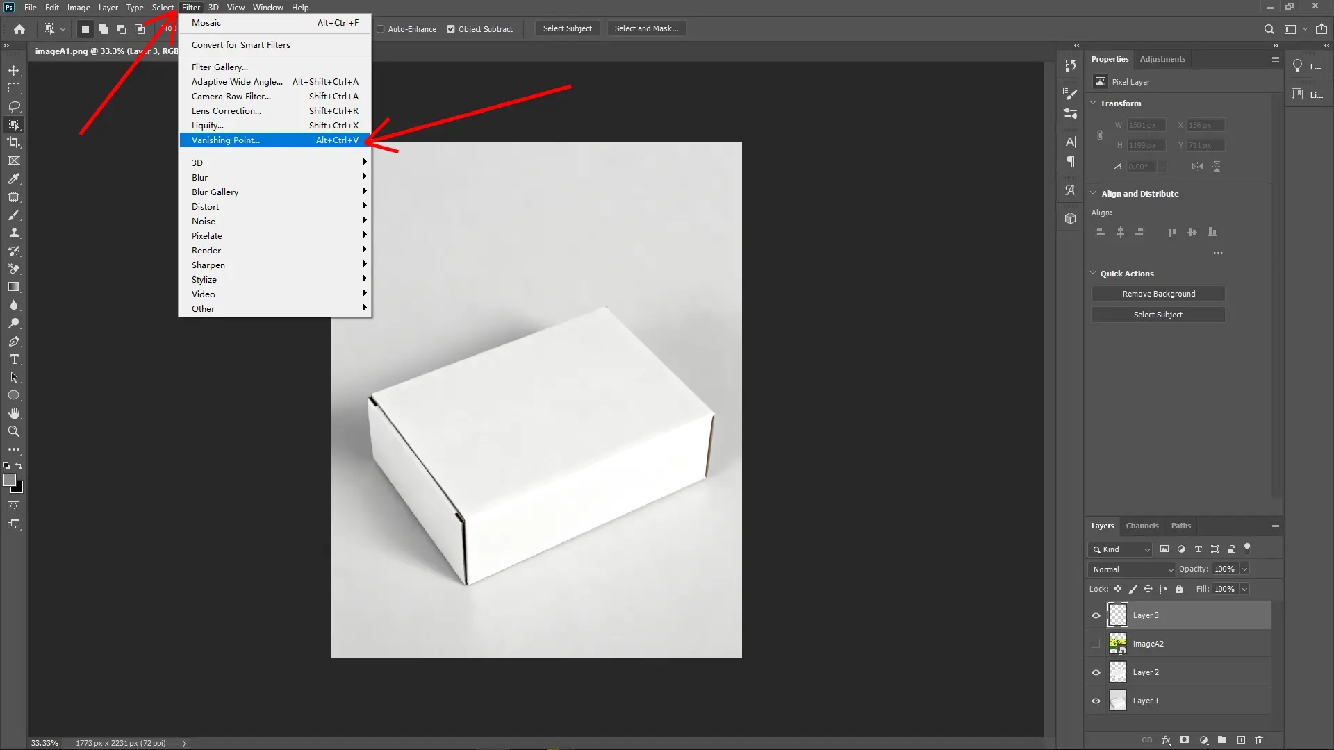 How to Apply a Texture onto a Box in Photoshop: Step 4-2